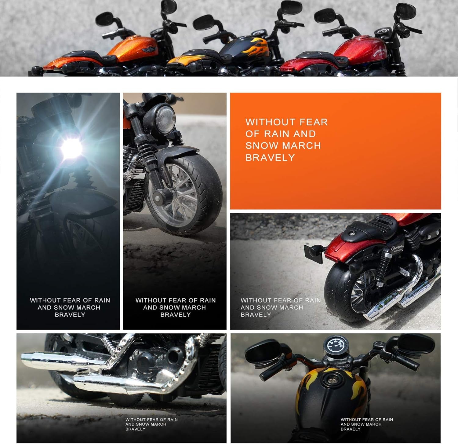 Toy Motorcycle, Pull Back Moto Bike Toy with Sound and Light