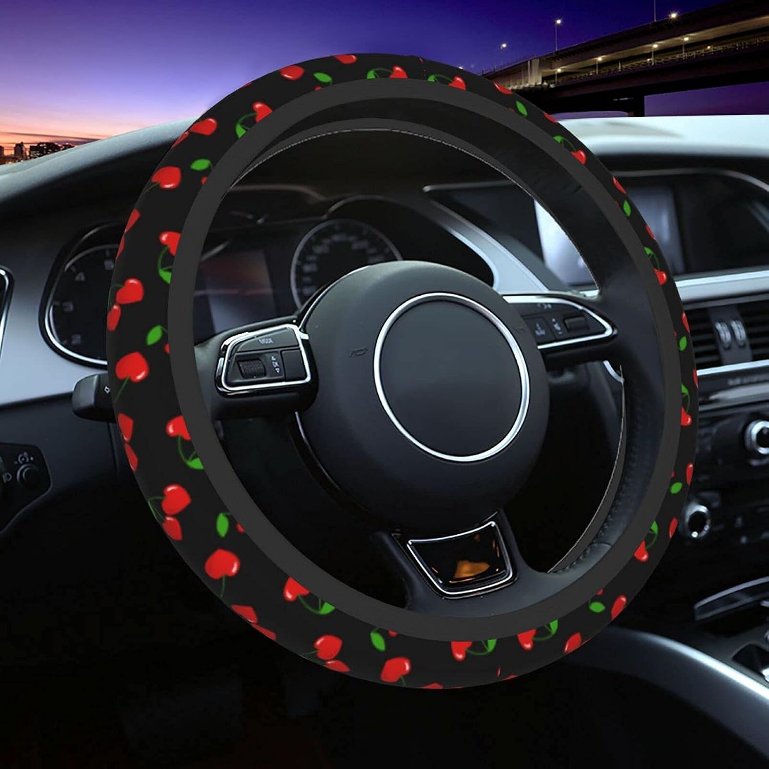 Leopard Steering Wheel Covers Non Slip Neoprene Steering Wheel Protector Cover Universal 15 Inch for Men Women