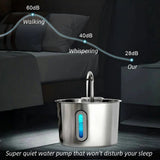 Stainless Steel Cat & Dog Water Fountain 2.2L Ultra Quiet USB Powered Automatic Pet Drinking Fountain Durable for Indoor Pets