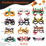 12 Pcs Halloween Glasses for Teens & Adults, Novelty Glitter Party Eyewear, Funny Photo Props & Favors