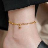 Double Layer Anklet for Women — 18K Gold Plated, Layered Chain, Tarnish-Free