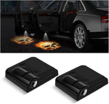 2Pcs Car Door Projector Lights, Wireless LED Welcome Lamp, Red Flag