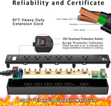6Ft Surge Protector Power Strip with 6 Outlets & 3 USB Ports, Black