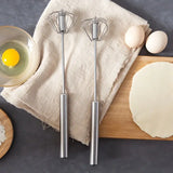 32×6Cm Semi-Automatic Stainless Steel Whisk - Thickened Detachable Handle Egg Beater, Smooth Rotating Design for Baking
