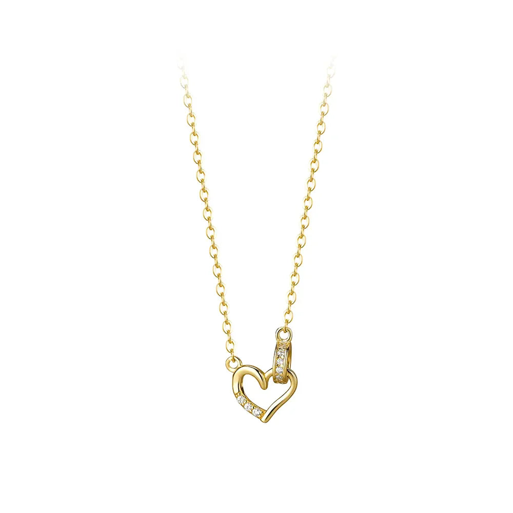 Circle Heart Necklace for Women — 18K Gold Plated, Dainty Layering Necklace