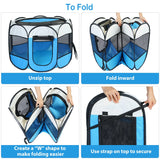 Pink-Blue Options -- 1Pc Portable Foldable Pet Tent Exercise Pen Kennel Removable Zipper Top and Bottom Water Resistant Indoor Outdoor Use for Dogs Cats Other Pets