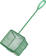 Aquarium Fish Net with Braided Metal Handle Square Net with Soft Fine Mesh Sludge Food Residue Wastes Skimming Cleaning Net for Fish Tanks Small Koi Ponds and Pools
