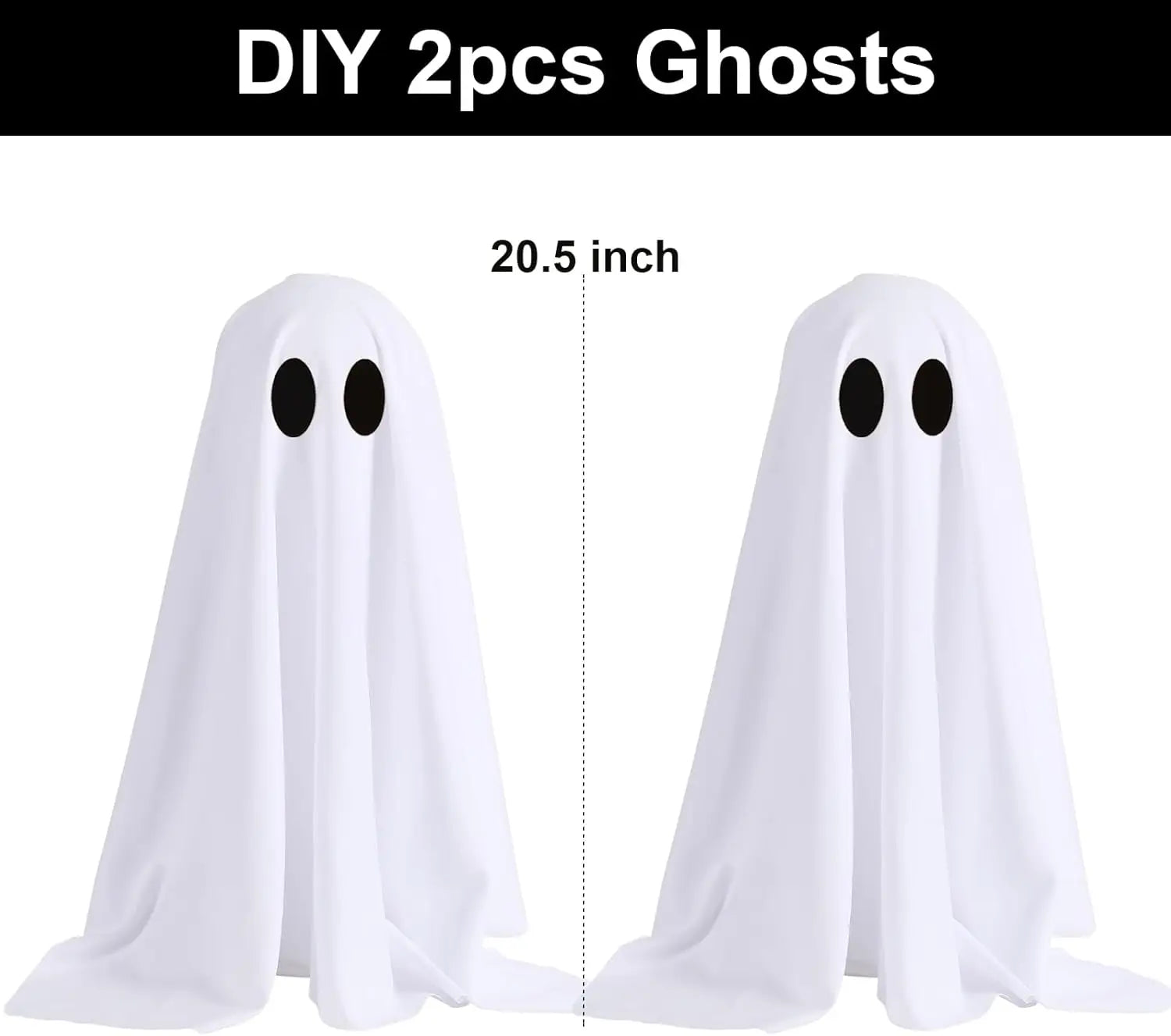 Halloween Ghost Decor with String Lights, 2 Pack - Haunted Hanging Ghosts for Home Party Table Room Kitchen Halloween
