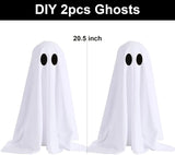 Halloween Ghost Decor with String Lights, 2 Pack - Haunted Hanging Ghosts for Home Party Table Room Kitchen Halloween
