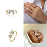 Gold Heart Ring for Women — 925 Sterling Silver, 18K Gold Plated, Adjustable Heart Band