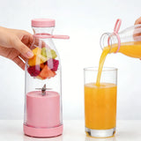 New 380Ml Electric Juicer Mini Wine Bottle Blender Fruit Mixers 6 Blades Charging Juicer Cup Small Household Portable Juicer Ble