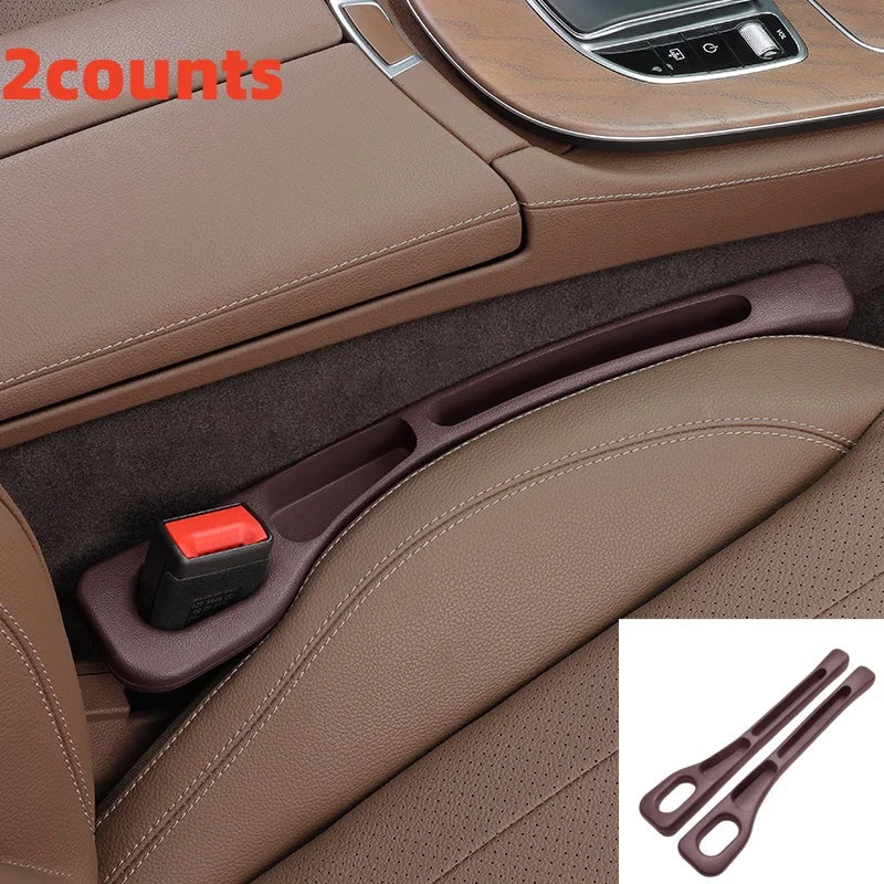 2PCS Car Seat Gap Filler, PU Waterproof Organizer with Storage Grooves, Auto Interior Accessories for Phone & Keys