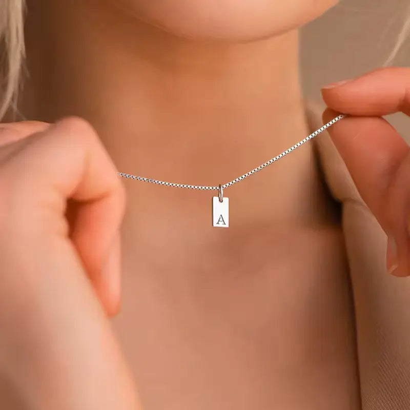 Initial Tag Necklace — 18K Gold Plated, Personalized
