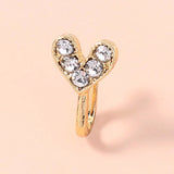 Gold Rhinestone Nose Ring, Mini Crown Rhinestone Nose Ring, Piercing Crown Nose Clip