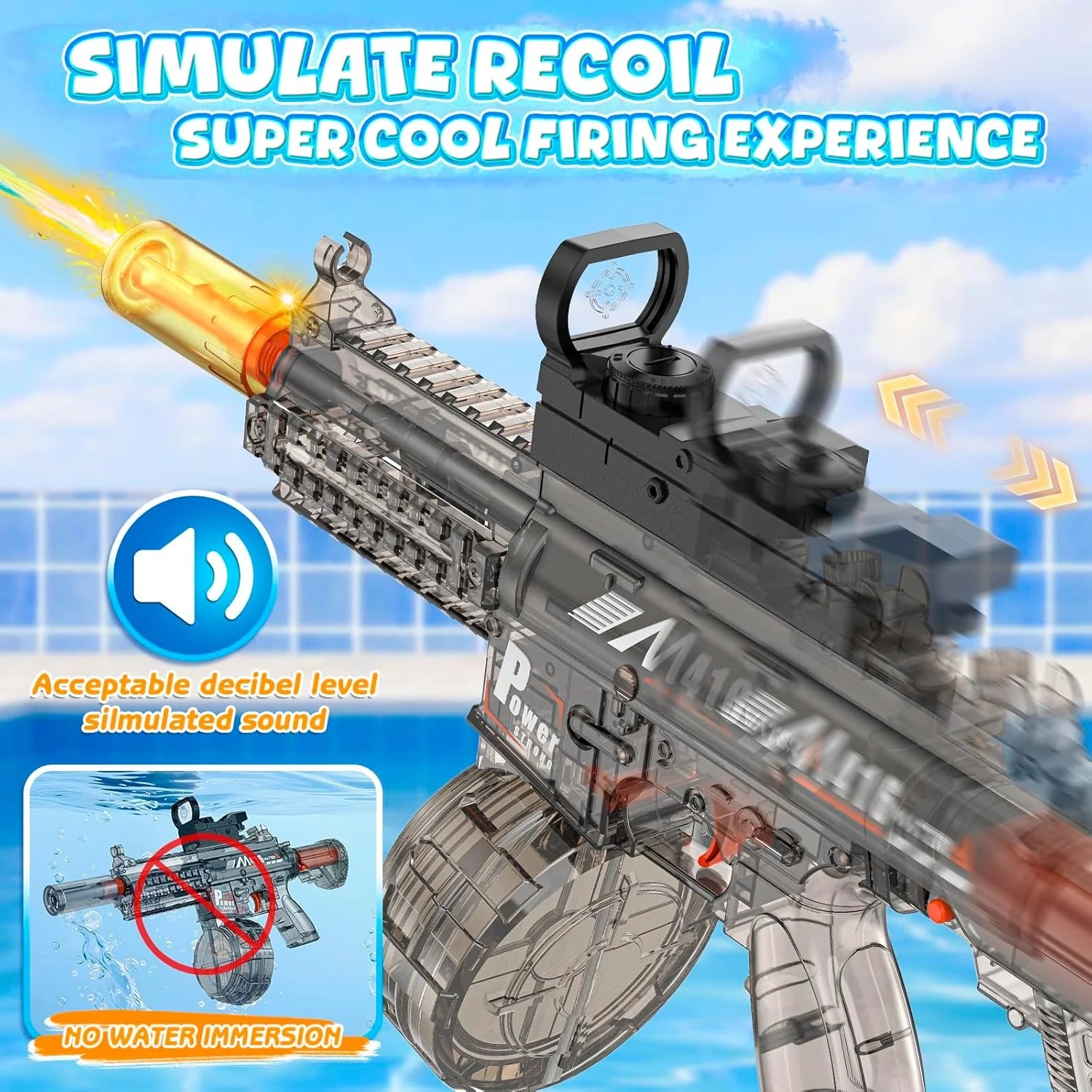 Electric Water Guns for Adults & Kids, Automatic Squirt Guns with LED Lights, 26FT Long Range, Large Capacity Water Blaster, Summer Outdoor Beach Pool Party Toys Gifts for Boys Girls (M4A1)