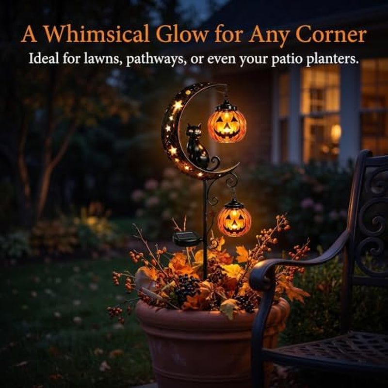 Solar Pumpkin Moon Garden Stake Light