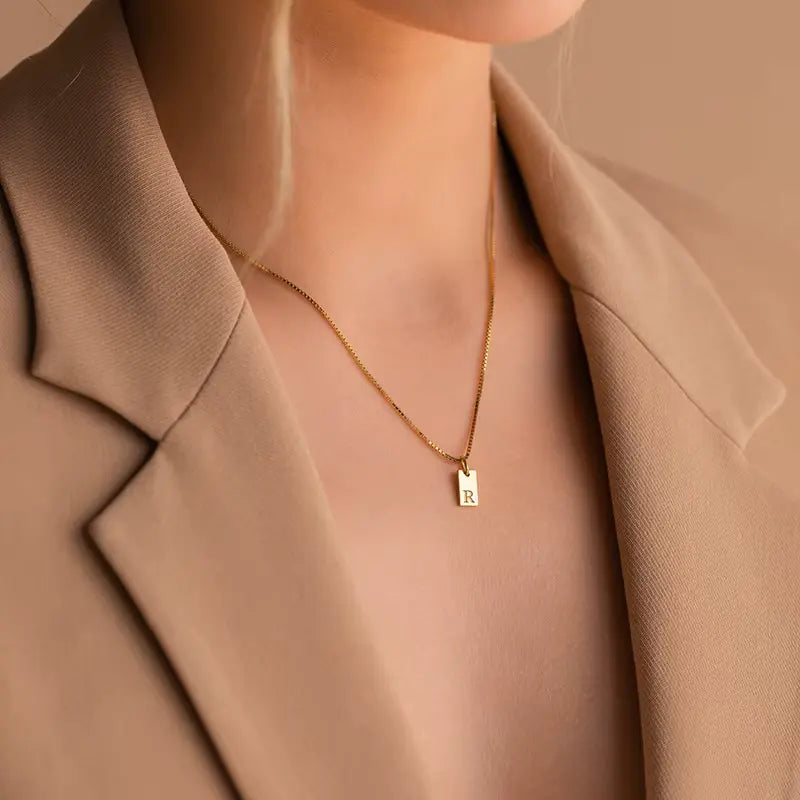 Initial Tag Necklace — 18K Gold Plated, Personalized