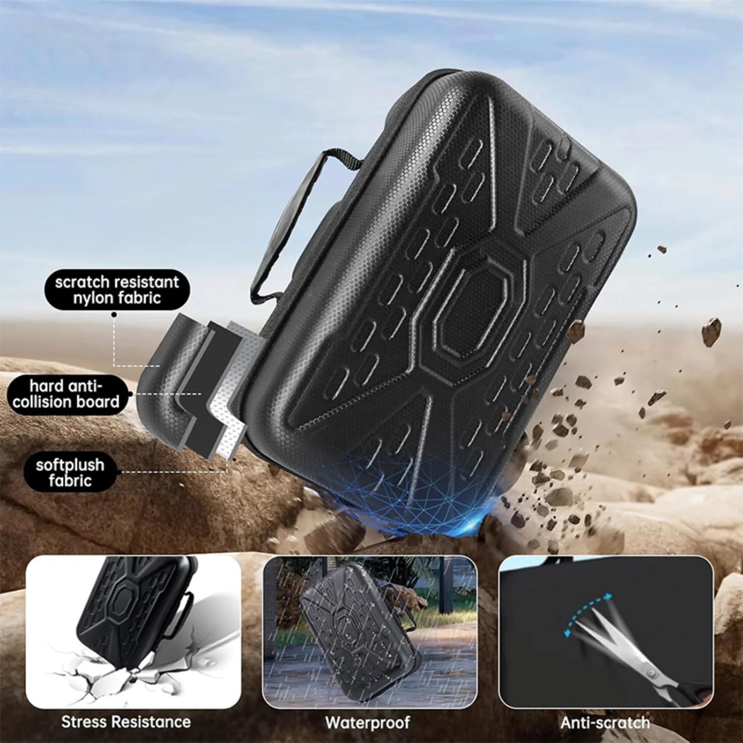 Shockproof EVA Hard Shell Carrying Case Waterproof Travel Storage Bag for Wireless Game Controllers