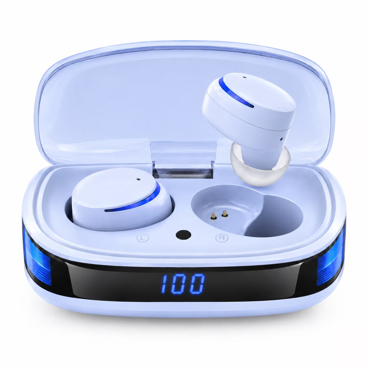 Wireless Earbuds Noise Cancelling, IPX8 in Ear Headphones, Deep Bass, 60H LED Case, Clear Calls, Touch Control for Sleep/Running