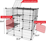 Cat Cages Indoor Enclosure DIY Cat Playpen Catio Detachable Metal Wire Kennels Cats Crate Large Extra Exercise Place Ideal for 1 Cat,35.4 Inches