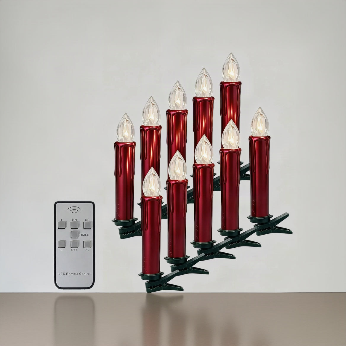 Flameless LED Taper Candles with Clips, 4” Battery Operated Window Candles with Remote Timer Mini LED Chandelier Candlesticks for Home Decor Wedding Church Party & Tree Lighting,6 Pack,Beige
