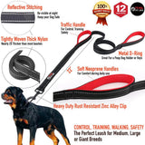 Dog Leash 6Ft Long,Traffic Padded Two Handle,Heavy Duty,Reflective Double Handles Lead for Control Safety Training,Leashes for Large Dogs or Medium Dogs,Dual Handles Leads(Black)
