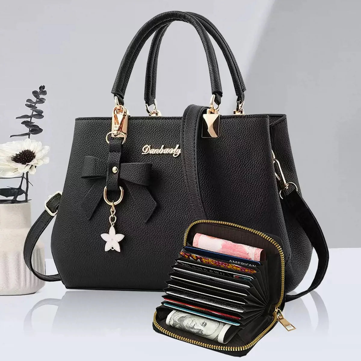 New Korean Version Trendy Autumn and Winter Bow Women'S Bag Portable Shoulder Bag Messenger Bag Killer Bag Mother Bag Large Capa