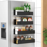 Metal Magnetic Spice Rack for Refrigerator Black, 4 Pack