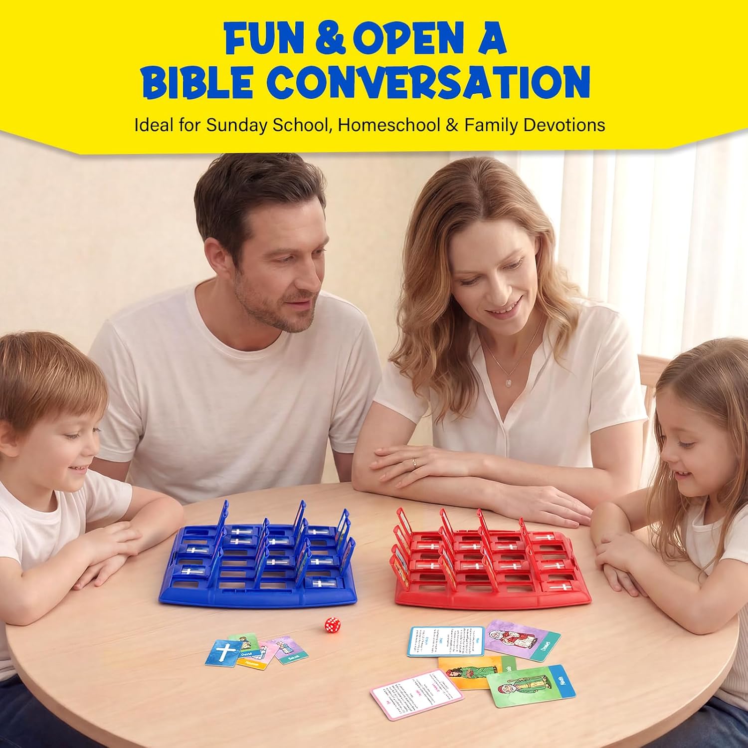 Guess Bilble Who Game for Kids, Who I Am Board Games, 2 Players Logic Deduction Christian Games with 24 Holy Bible Characters Cards, Classic Guessing Games for Families Night and Gifts