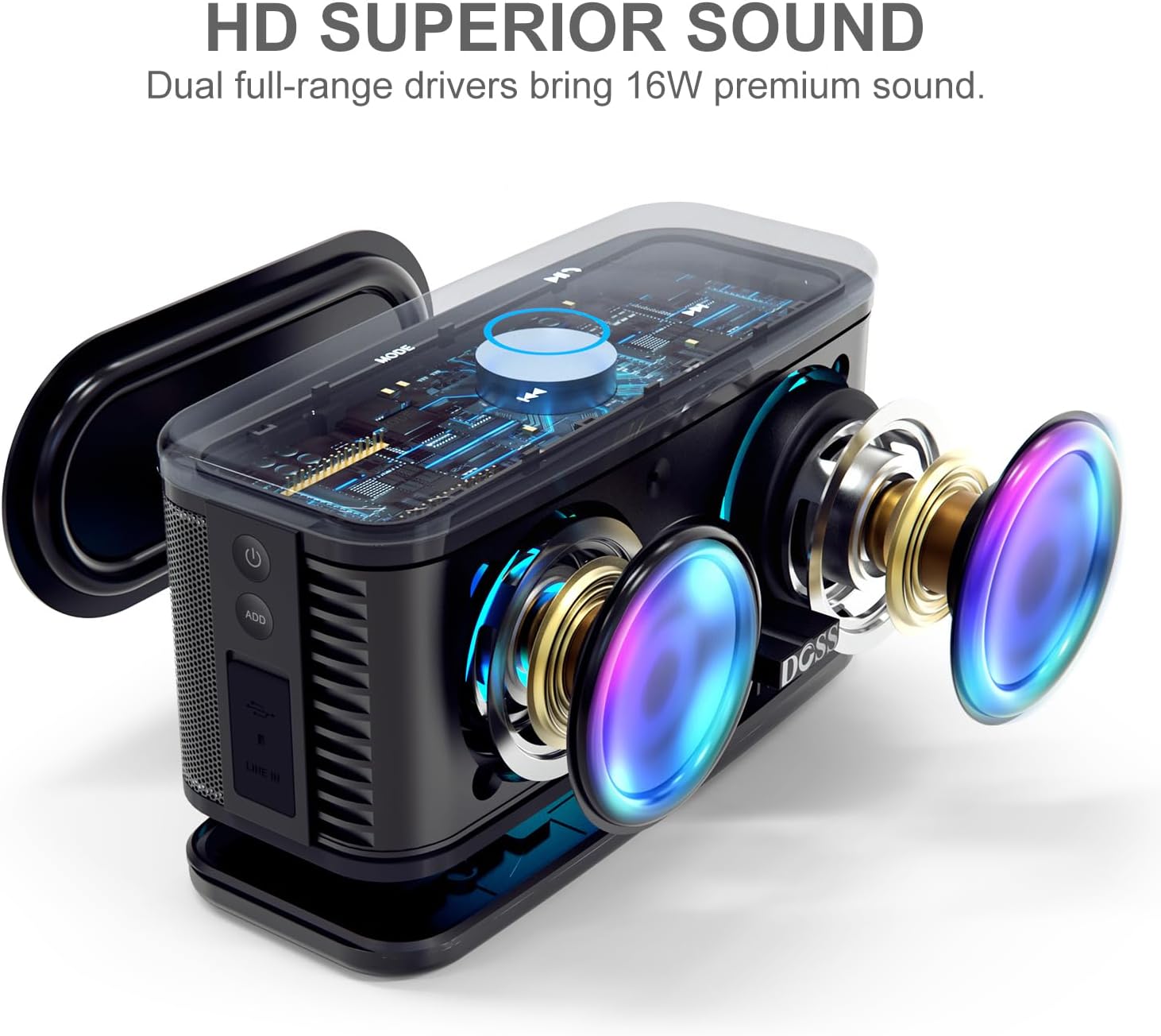 Soundbox plus Portable Bluetooth Speaker with 16W Stereo Sound-Black