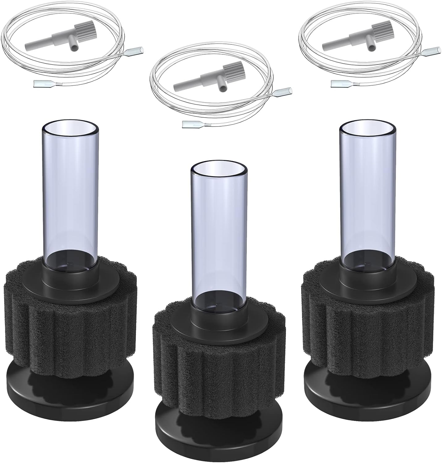 Aquarium Bio Sponge Filter Quiet Betta Fry Shrimp and Small Fish Foam Filter for Fish Tank up to 30 Gallons, 3 Pack