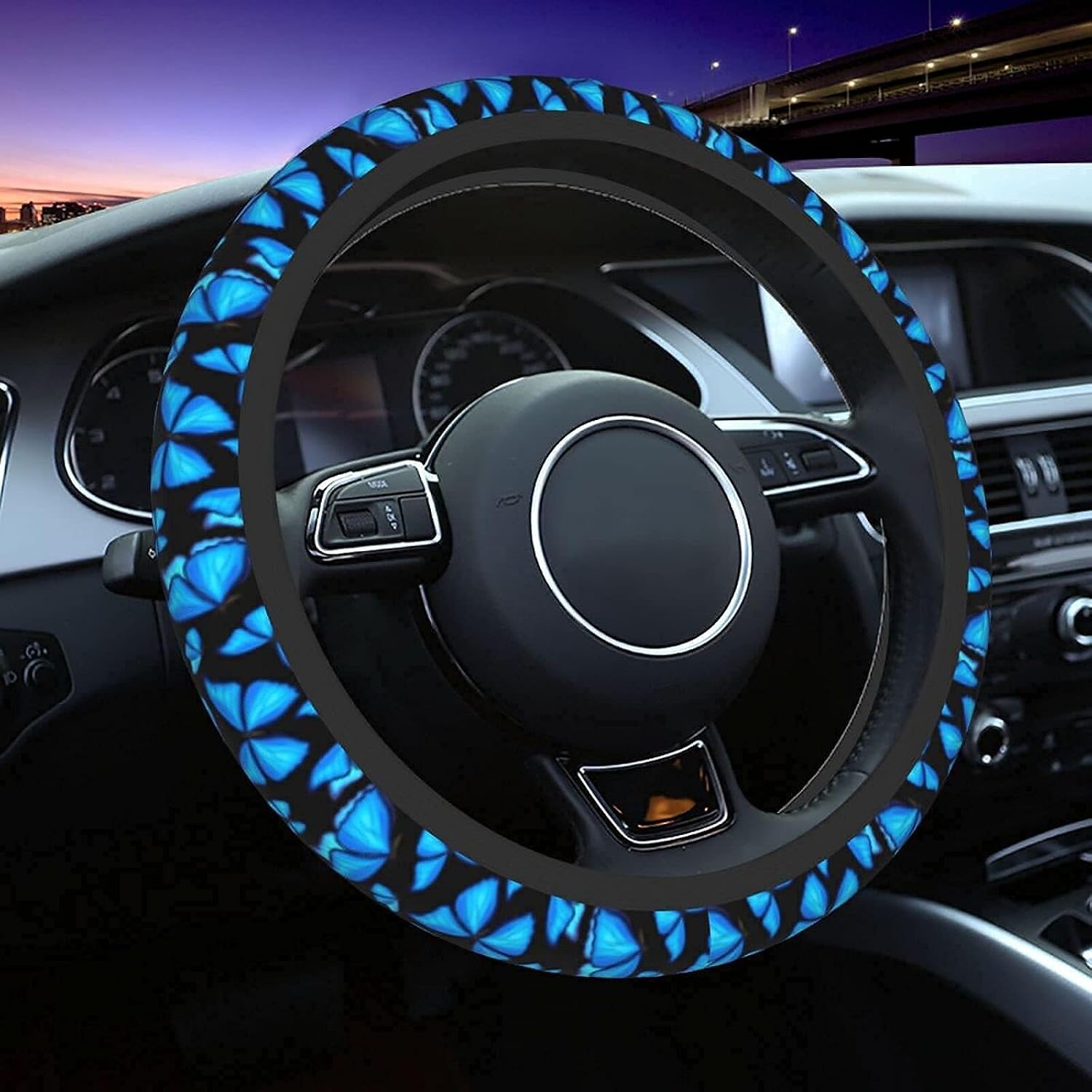 Leopard Steering Wheel Covers Non Slip Neoprene Steering Wheel Protector Cover Universal 15 Inch for Men Women