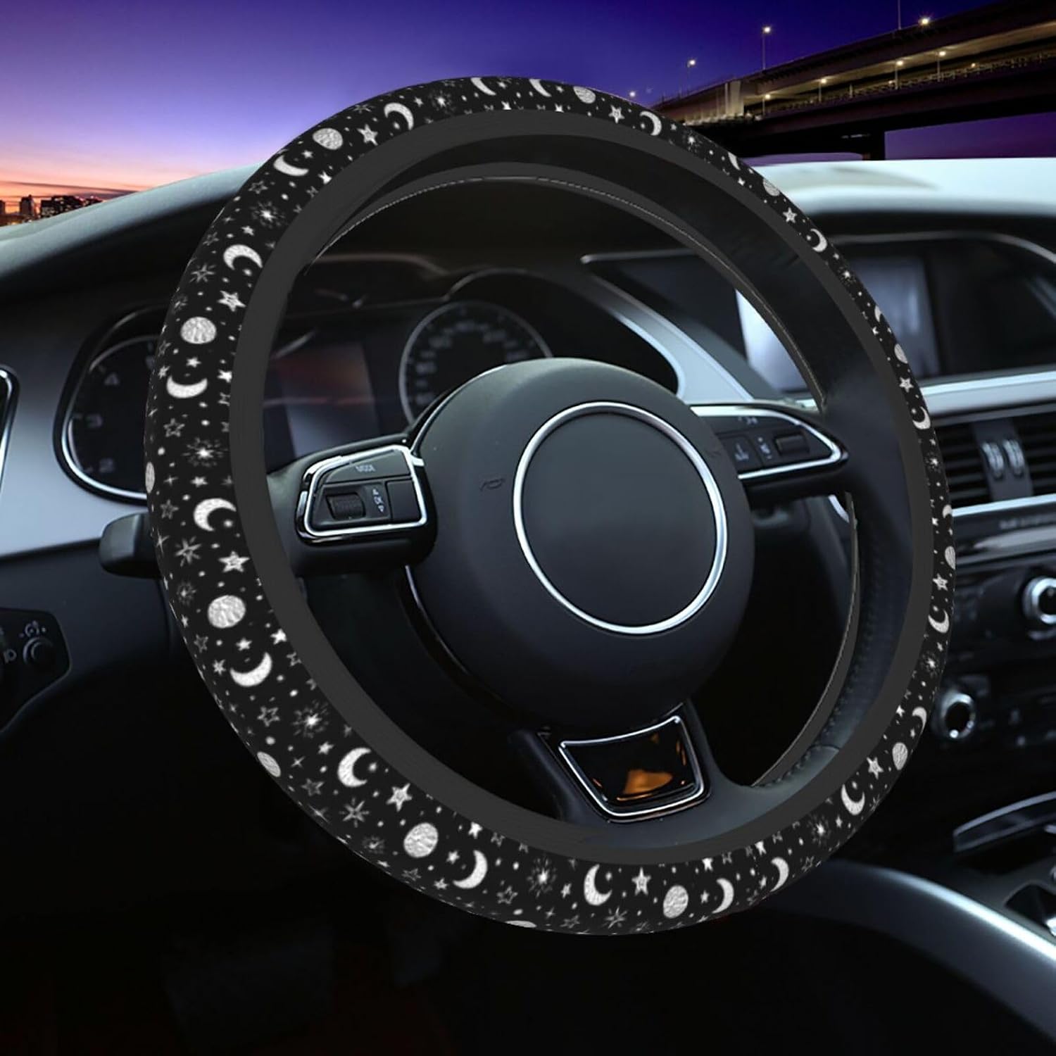 Leopard Steering Wheel Covers Non Slip Neoprene Steering Wheel Protector Cover Universal 15 Inch for Men Women