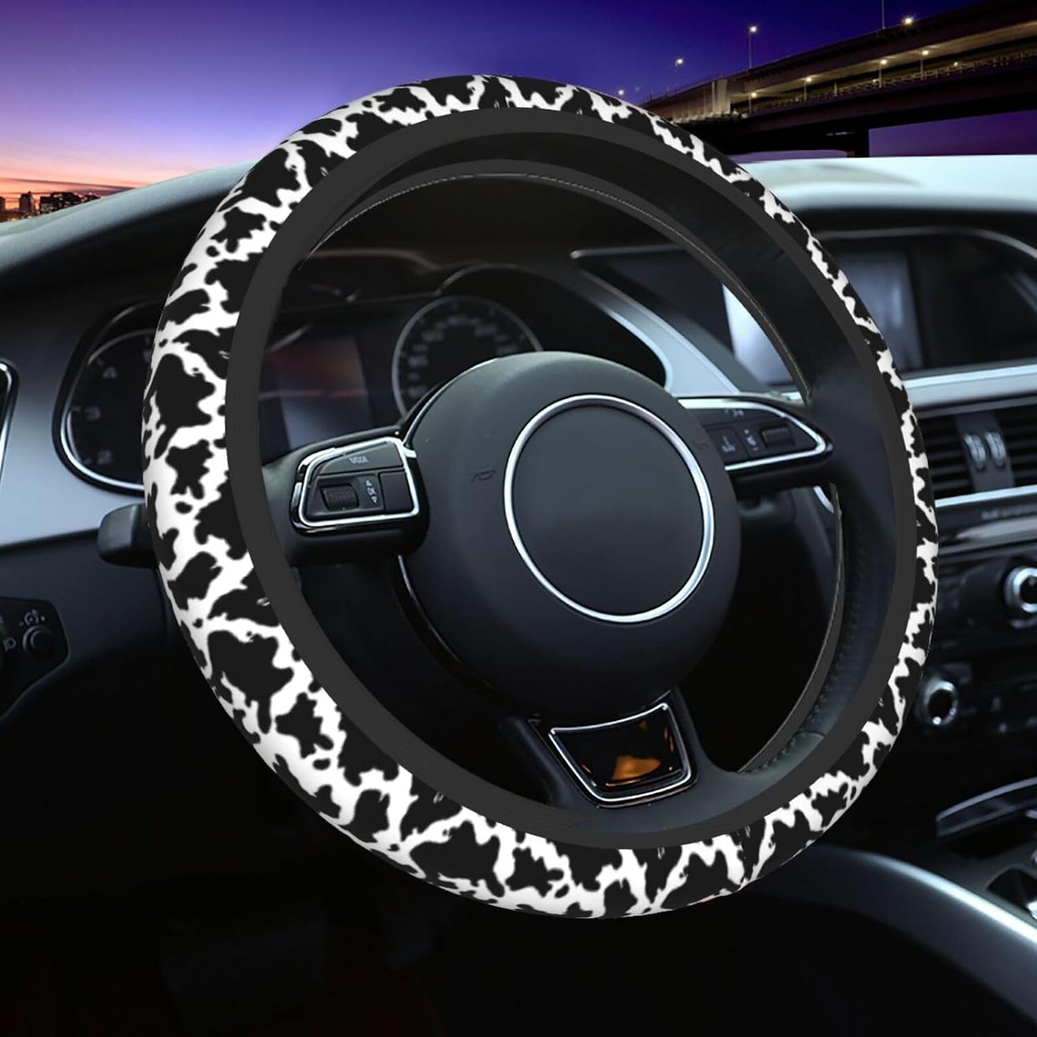 Leopard Steering Wheel Covers Non Slip Neoprene Steering Wheel Protector Cover Universal 15 Inch for Men Women