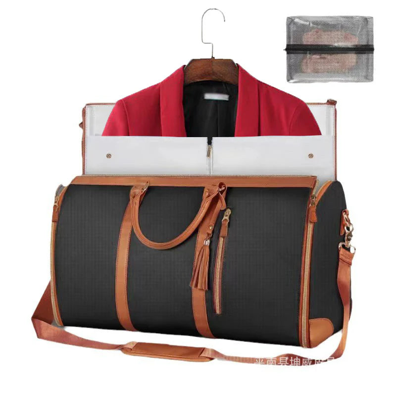Handheld Storage Luggage Bag, Overnight Storage Bag, Women'S Suit Travel Bag, Foldable Bag, Fitness PU Leather