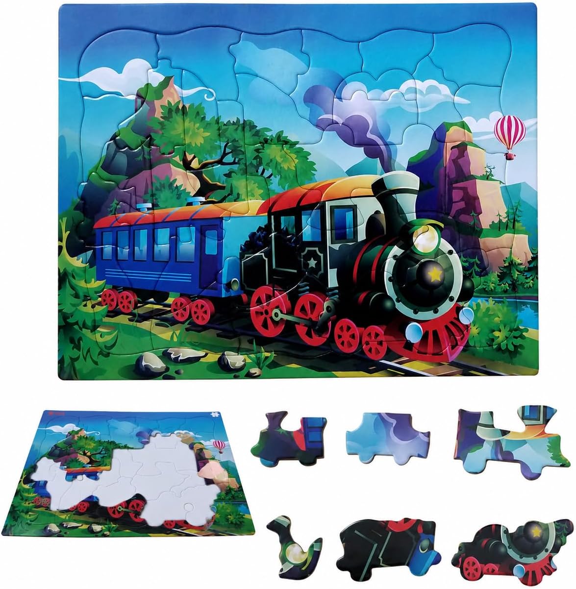 Train Puzzle for Kids, 31-Piece Railroad Jigsaw Puzzle