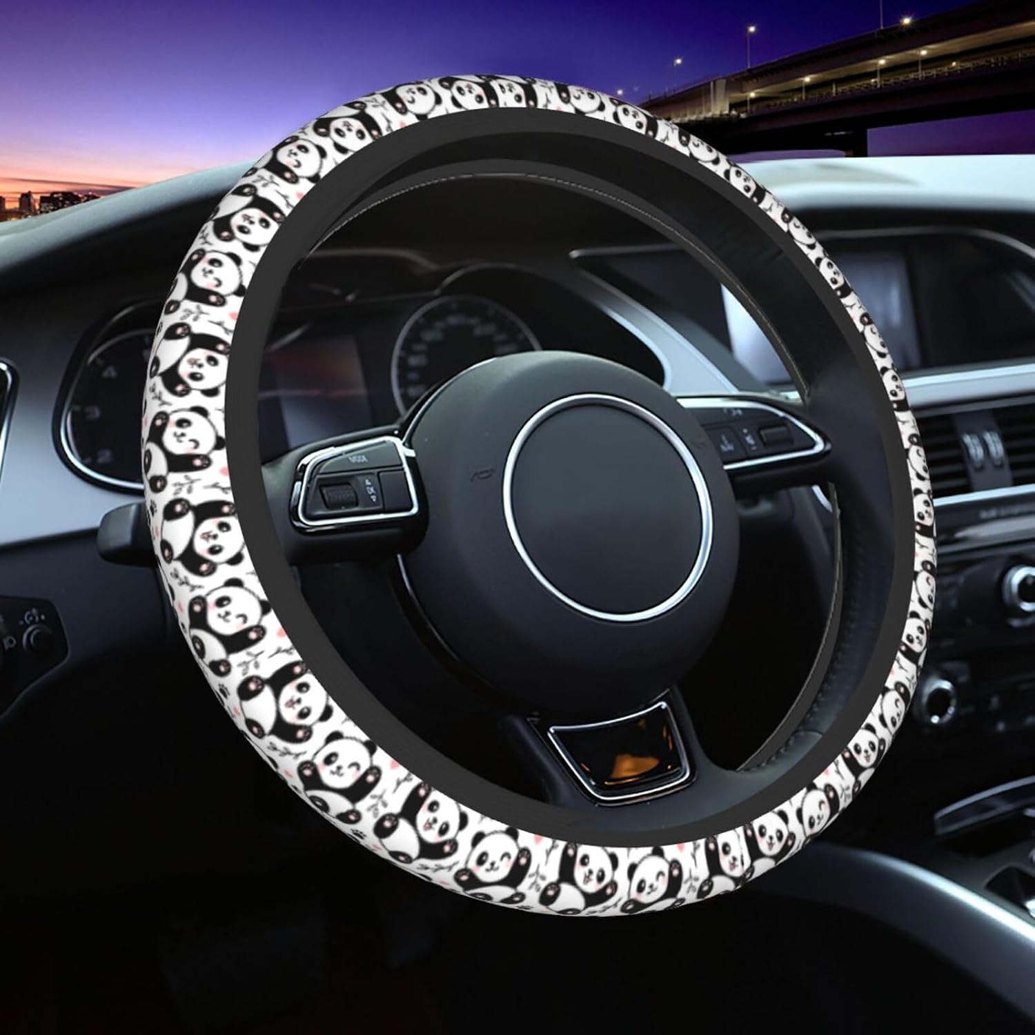 Leopard Steering Wheel Covers Non Slip Neoprene Steering Wheel Protector Cover Universal 15 Inch for Men Women