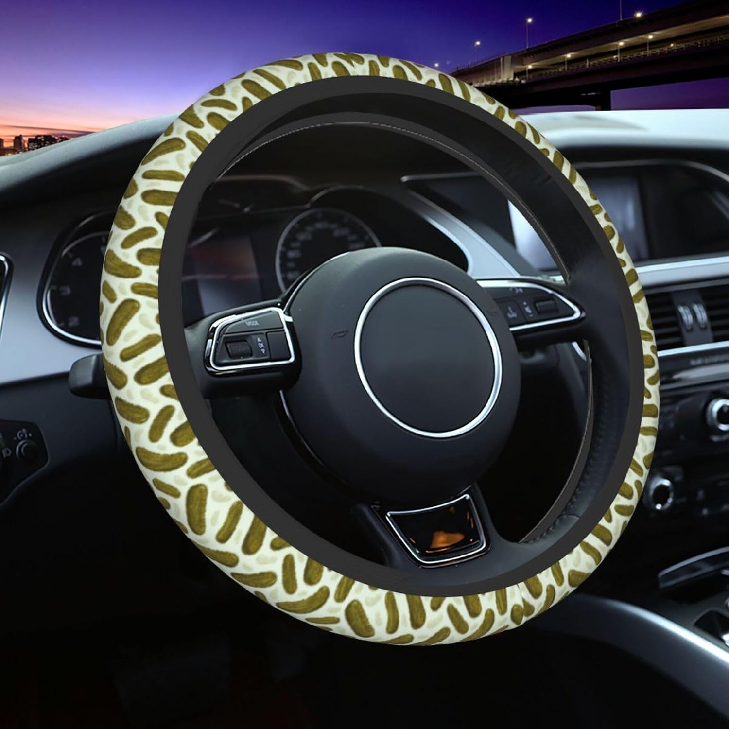 Leopard Steering Wheel Covers Non Slip Neoprene Steering Wheel Protector Cover Universal 15 Inch for Men Women