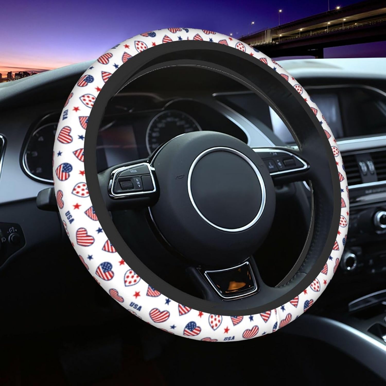 Leopard Steering Wheel Covers Non Slip Neoprene Steering Wheel Protector Cover Universal 15 Inch for Men Women
