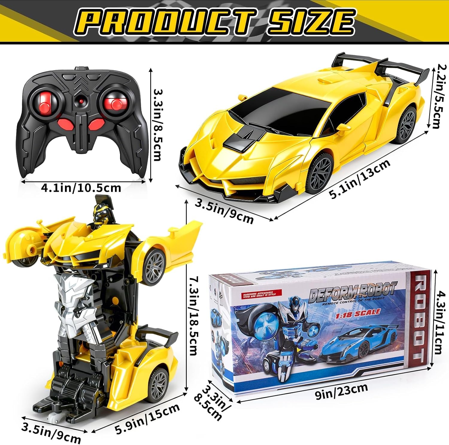 Transform Robot Toy, Remote Control Car for Boys 4-7 8 9 10