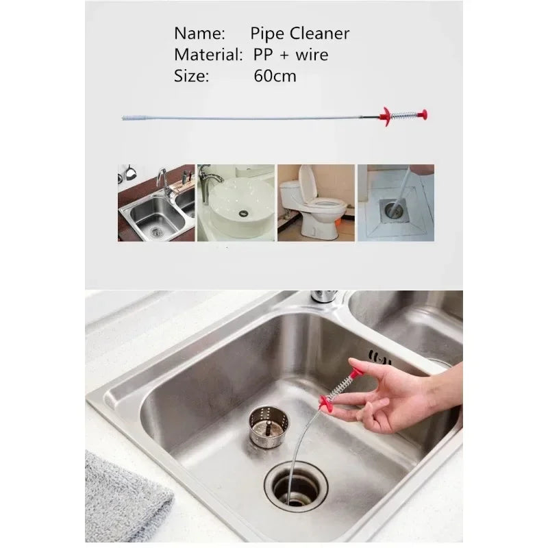 60cm Sink Drain Clog Remover Tool for Effective Hair and Debris Clearance in Showers and Downspouts