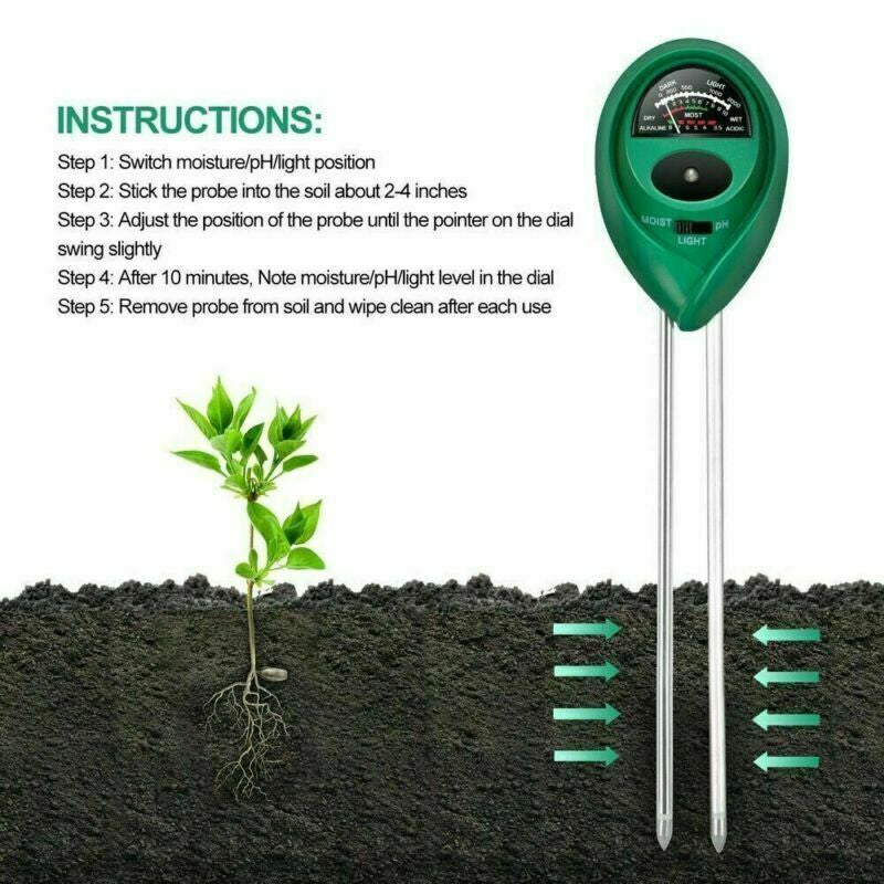 3 in 1 PH Tester Soil Water Light Test Meter for Garden Plant Seeding