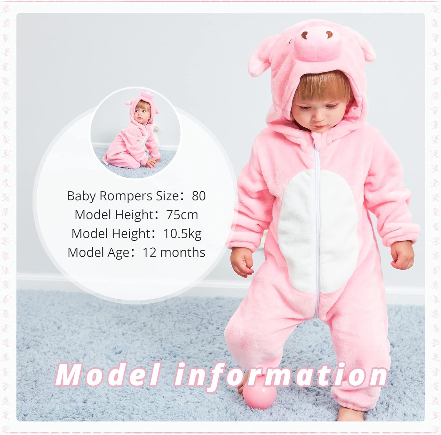 Unisex Baby Animal Costume Flannel Hooded Romper Cosplay Jumpsuit