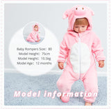 Unisex Baby Animal Costume Flannel Hooded Romper Cosplay Jumpsuit