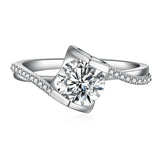 Round CZ Engagement Ring for Women — 925 Sterling Silver, Brilliant Cut Cubic Zirconia