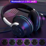 Wireless Bluetooth 5.1 Headphones over Ear LED Headset Stereo Noise Cancelling