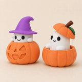 Halloween Desktop Decor Ornament 1 Set Creative 3D Pumpkin Base Ghost Hat for Office Home Party Decoration
