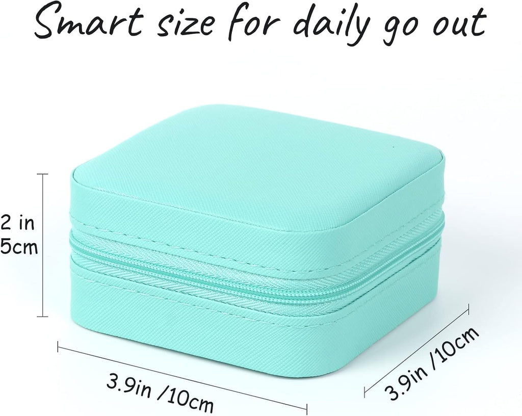 Travel Jewelry Case Small Jewelry Box Jewelry Organizer Storage Case Portable PU Leather Mini Jewelry Travel Case for Girls Womens Earring, Necklace, Rings,Bracelets (S 4, Black+Pink+White+Blue)