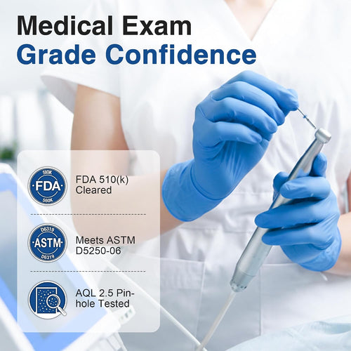 Medical Nitrile/Vinyl Blend Exam Gloves, Black Disposable | Latex&Powder Free, Food Safe, Cleaning, Exam, Cooking, Food Prep, BBQ, Comfortable Fit, Ambidextrous, Unisex