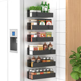 Metal Magnetic Spice Rack for Refrigerator Black, 4 Pack